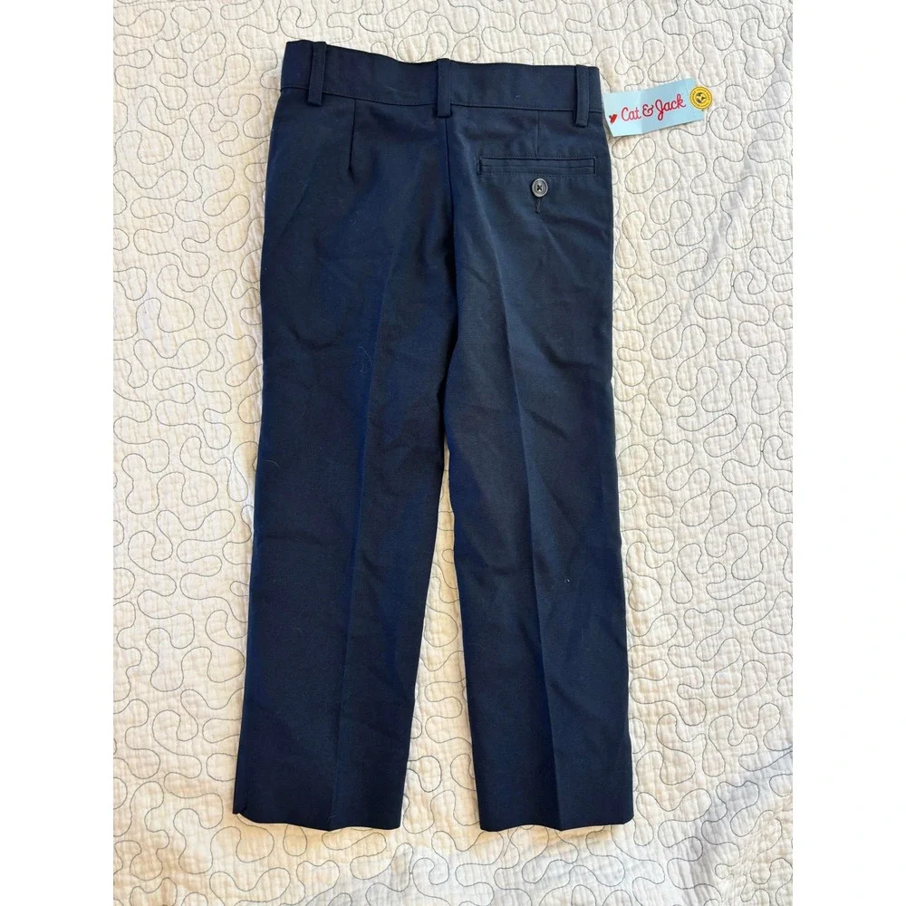 Cat & Jack Boys Navy Blue Chino Dress Pants Size 4 Flat Front - Picture 7 of 7